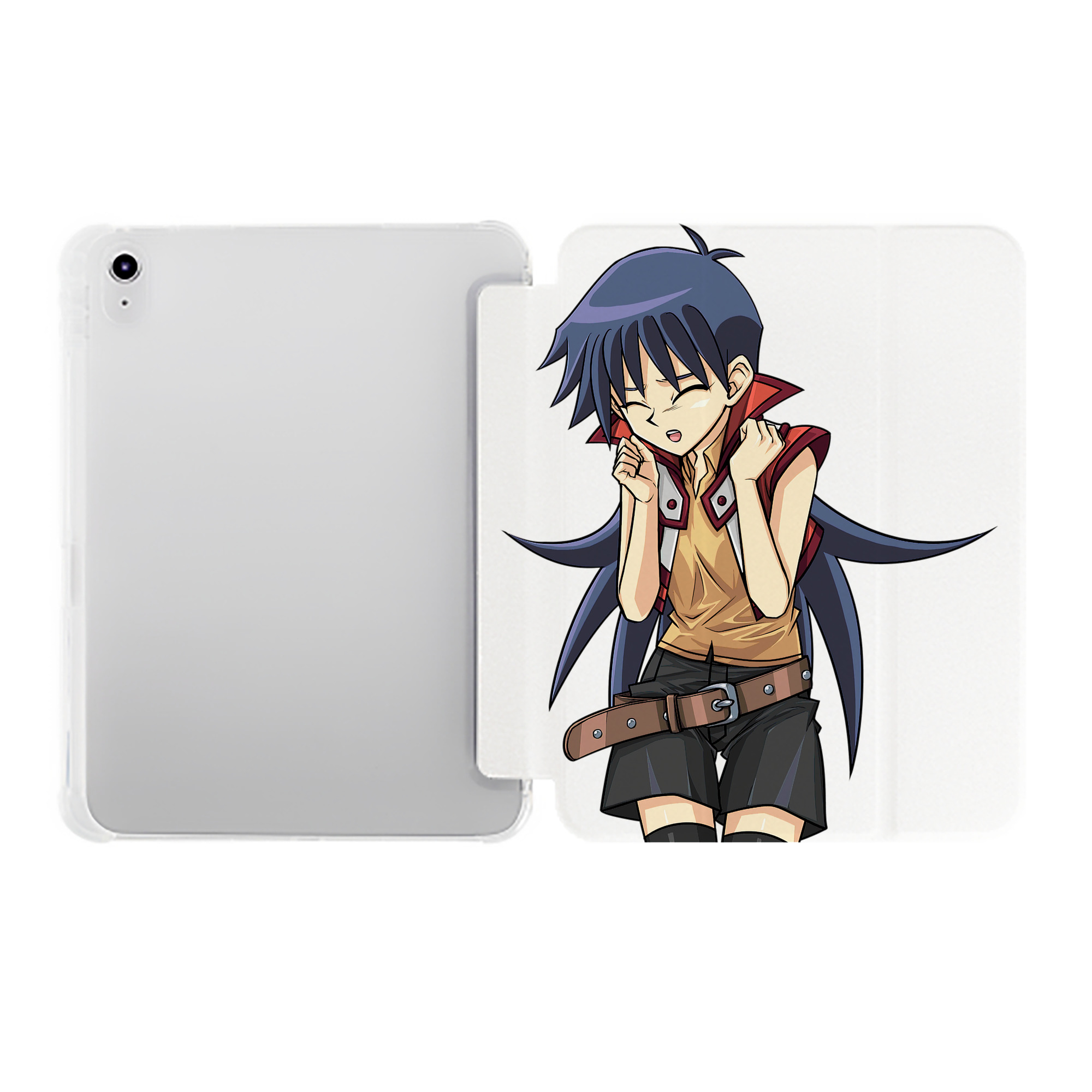 （画像用） 遊☆戯☆王 Yu-Gi-Oh! IPad ケース ペン収納付き 三つ折りスタンド PUレザー×シリコン 対応機種9.5/10.5/10.9インチ